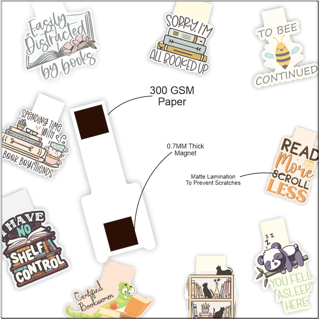 Quirky Magnetic Bookmark Pack of 9