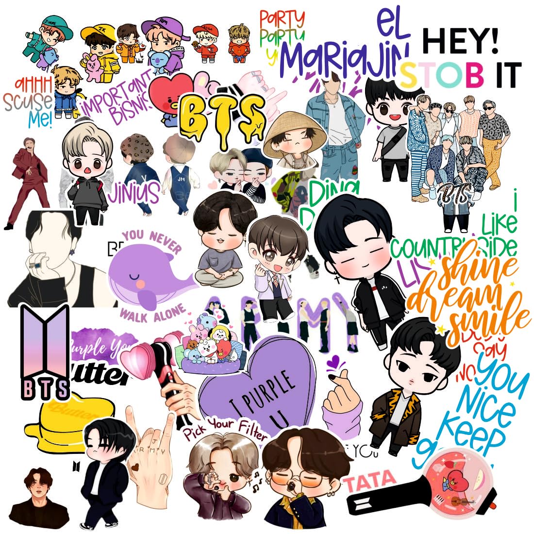 BTS Vinyl Waterproof Sticker (pack of 50)