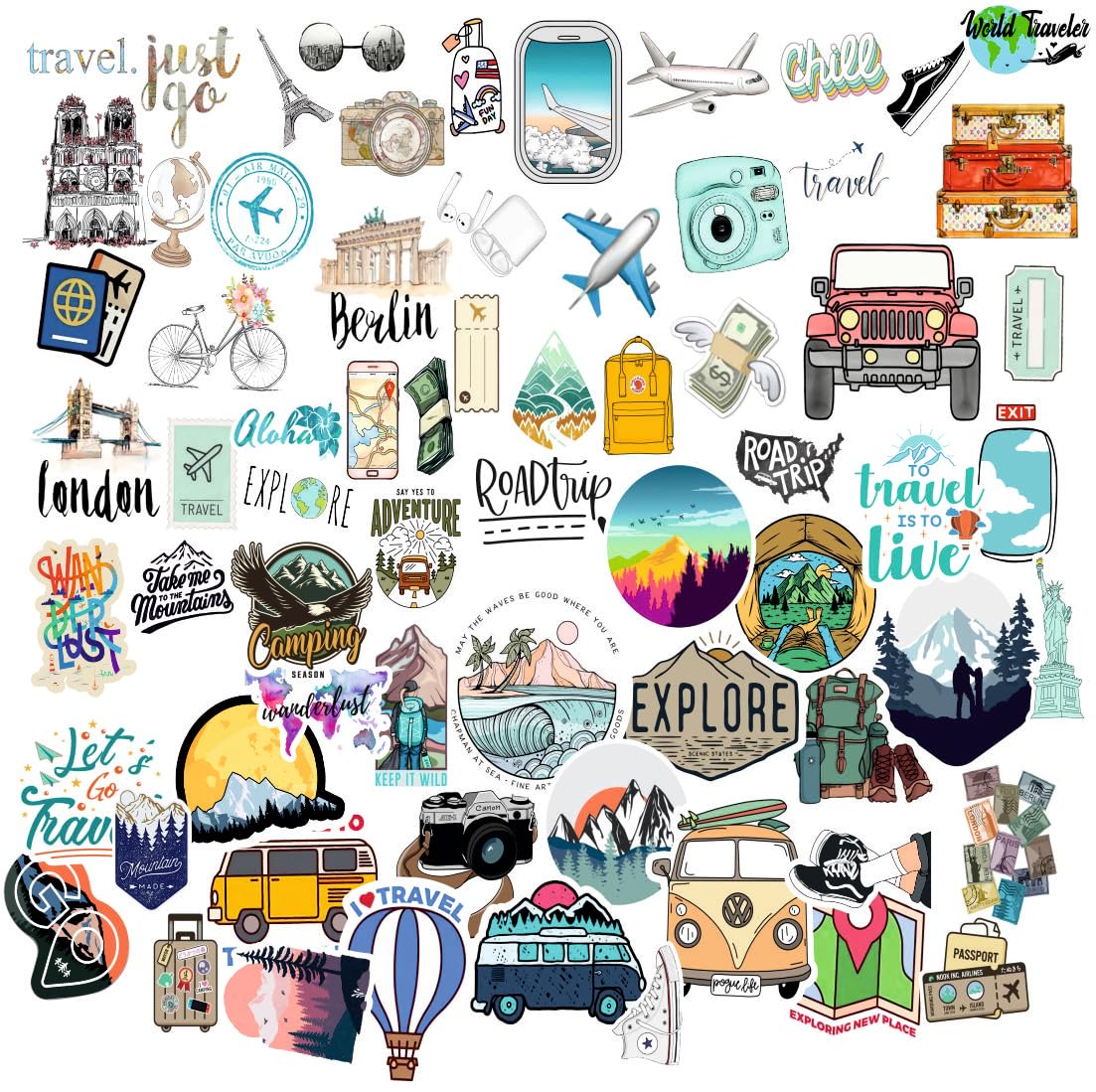 Travel Vinyl Waterproof Sticker (pack of 50)