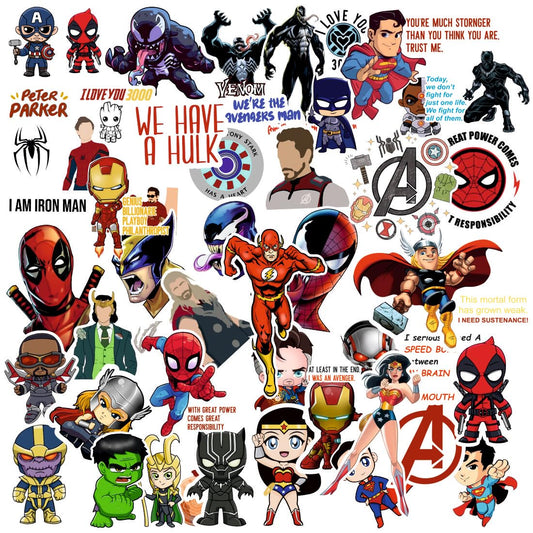 Super Hero Vinyl Waterproof Sticker (pack of 50)